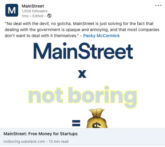 https://notboring.substack.com/p/mainstreet-audio